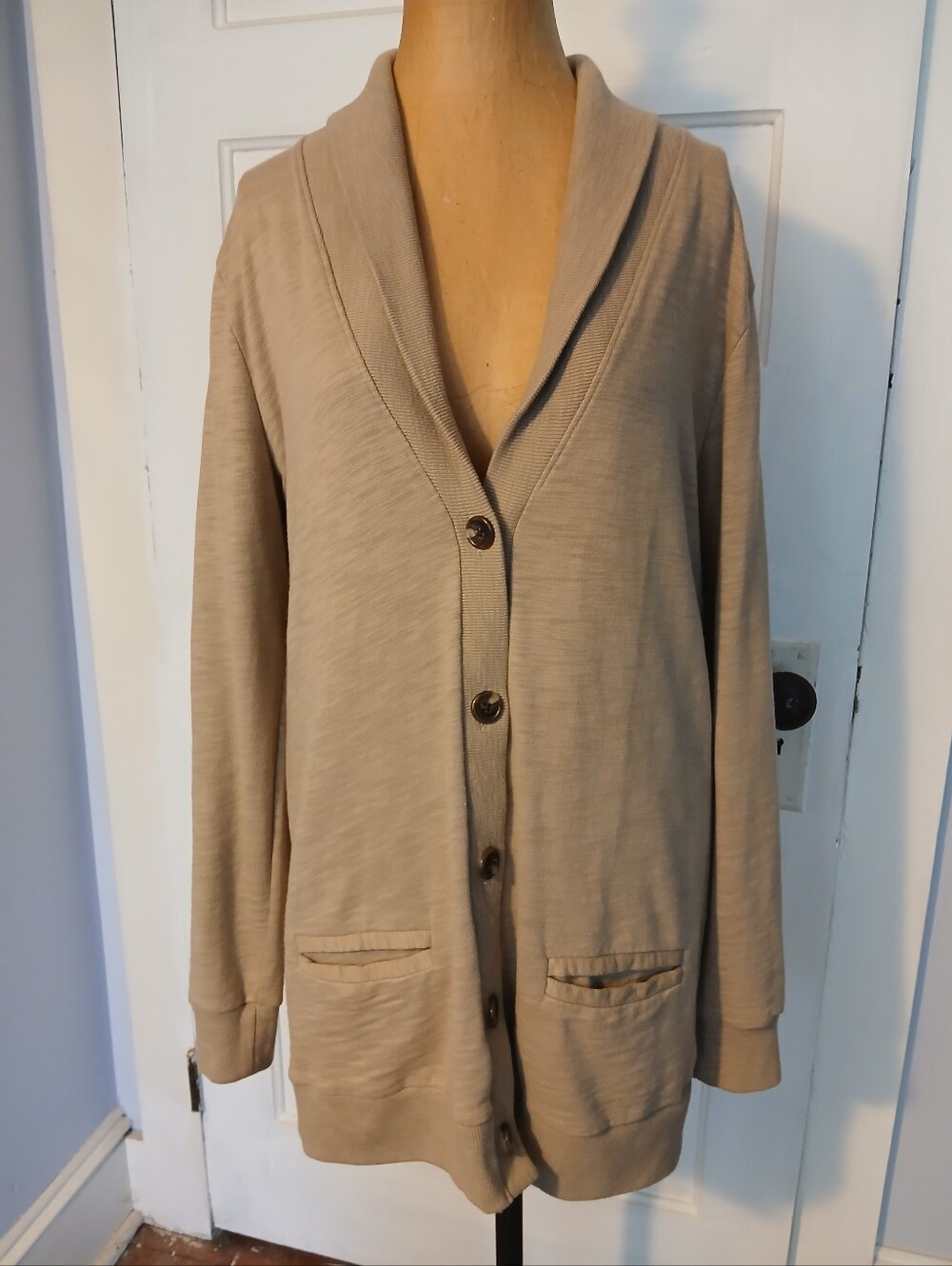 J. Crew Beige/Taupe Shawl Collar Cardigan